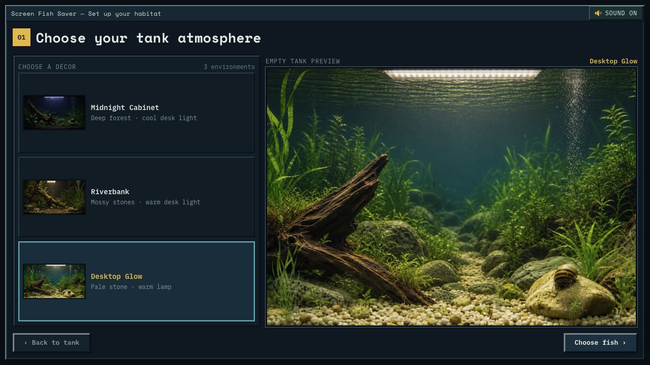 Screen Fish Saver desktop habitat selection