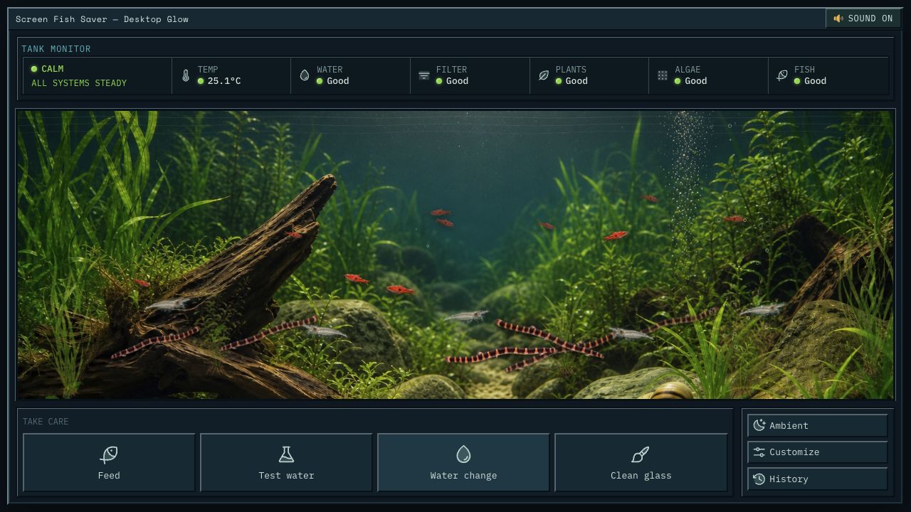 Screen Fish Saver desktop aquarium and tank monitor